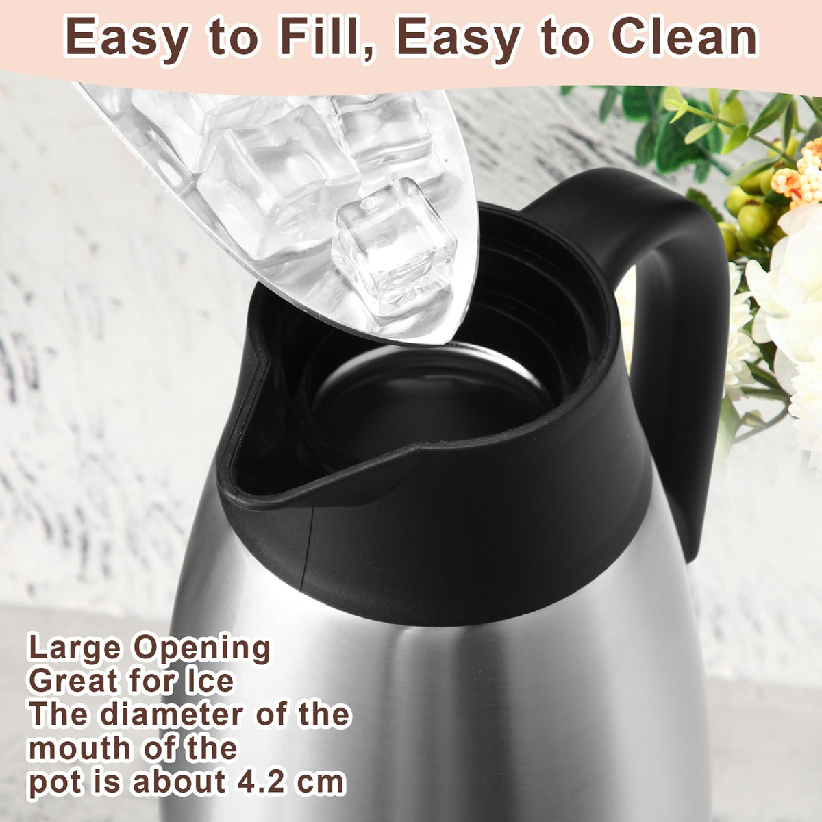 2 Pcs Thermal Coffee Carafe Insulated Stainless Steel Coffee Carafe for Hot Liquid Vacuum Thermal Pot Creamer Pitcher Dispenser with Brushes Keeping Hot Water Milk (4 Count)