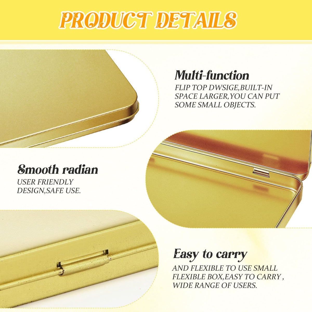 2 Pack Metal Tin Boxes with Hinged Lids (2 Count)