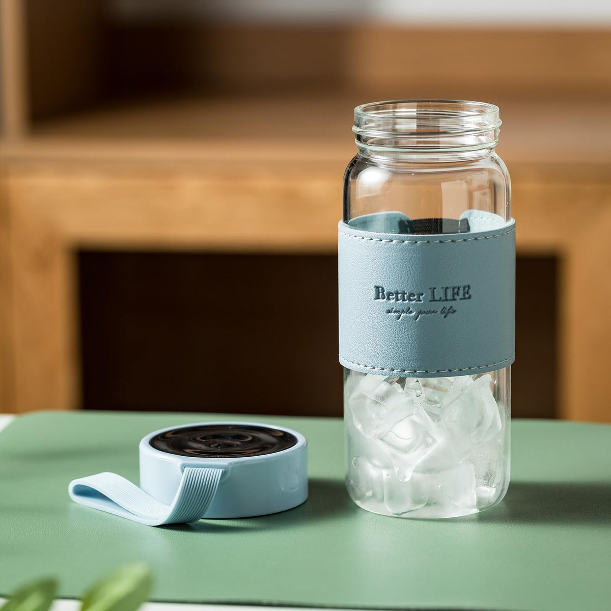 Glass Tea Bottle 16 oz Drinking Bottle with Non