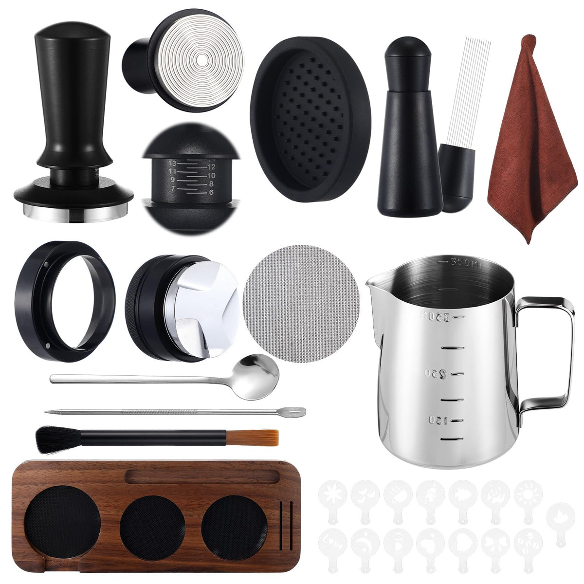 13 Pcs Espresso Accessories Set 51mm Tamper WDT Espresso Distribution TOOL Kit Frothing Pitcher (13 Count)