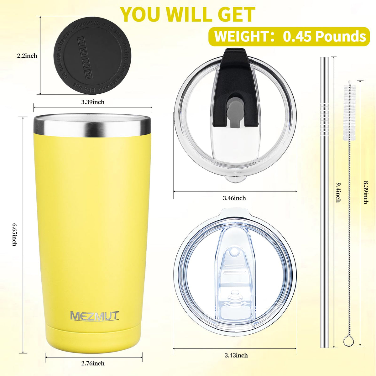 20oz Insulated Tumbler Travel Coffee Mug with Lid Straw
