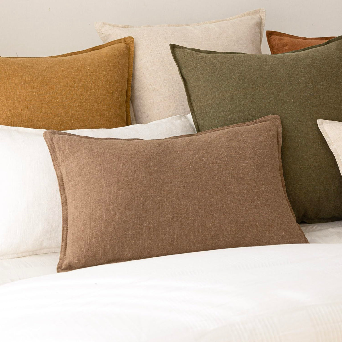 Pack of 2 Decorative Linen Soild Throw Pillow Covers Soft Accent Lumbar Cushion Case Boho Farmhouse Pillowcase for Couch Sofa Bedroom Living Room Home Decor 12 x 20 Inch Light Brown (2 Count)