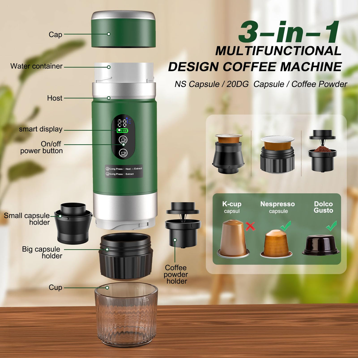 Portable Coffee Maker with Removeable Battery