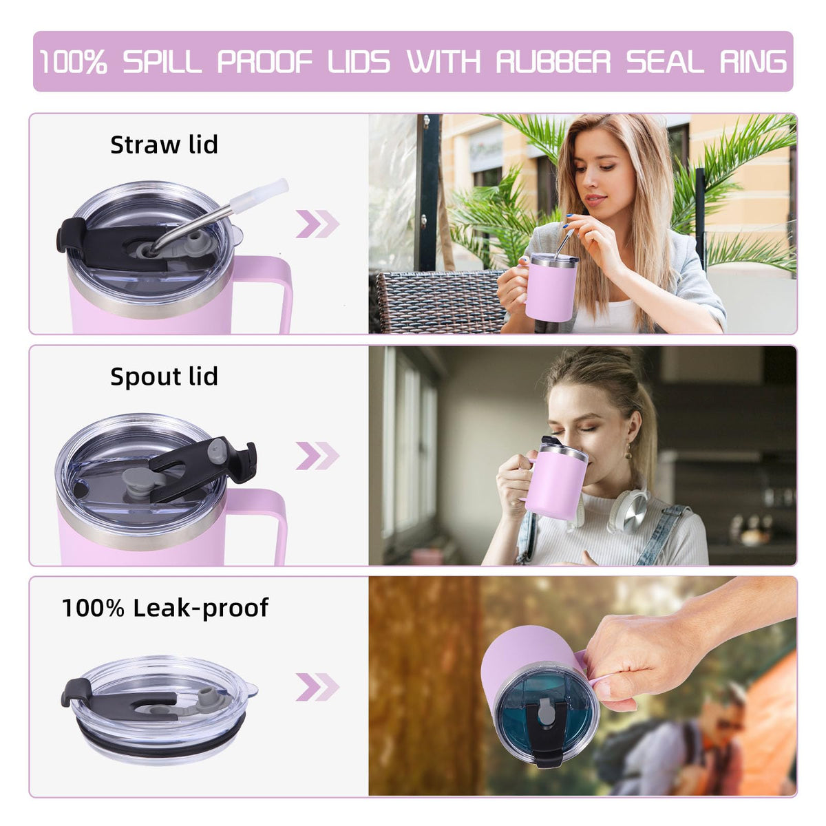 12oz Insulated Leakproof Coffee Mug with Flip & Straw Lid