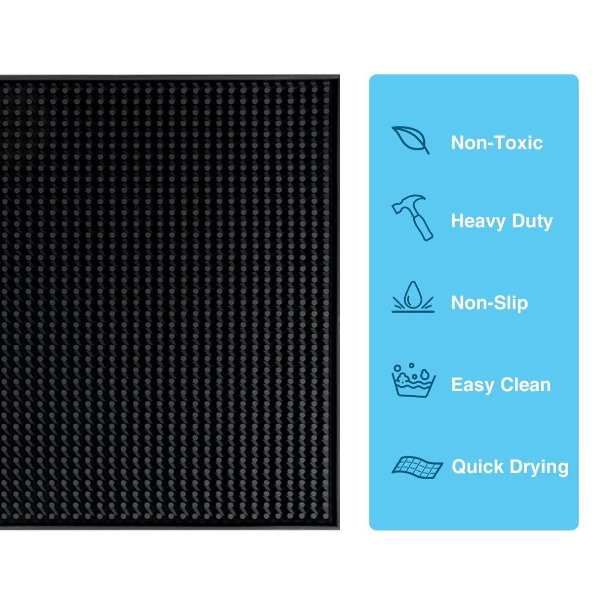 18x12 inches Black Rubber Bar Service Mat for Cocktail Bartender