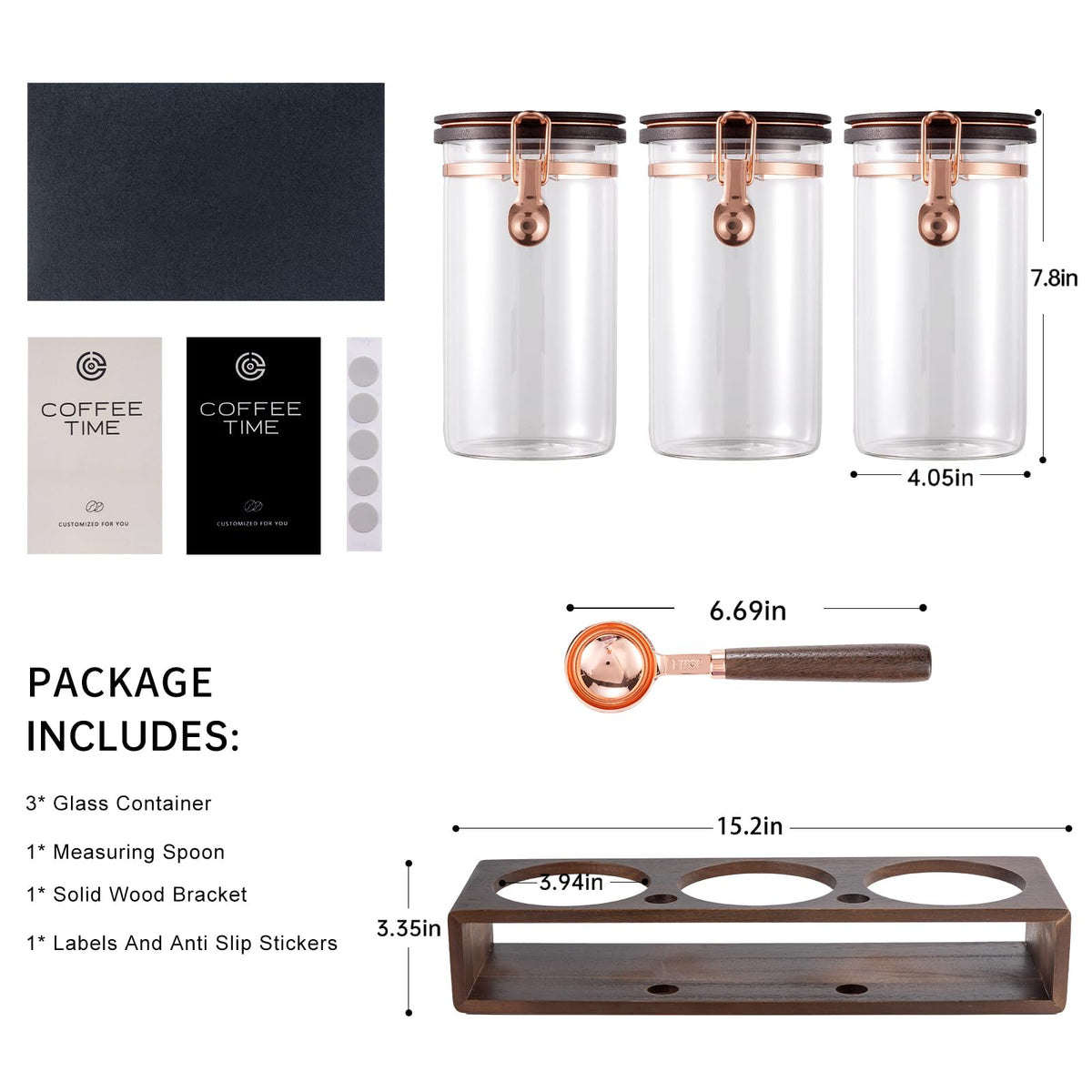 3 Piece Airtight Glass Coffee Canister Set (3 Count)