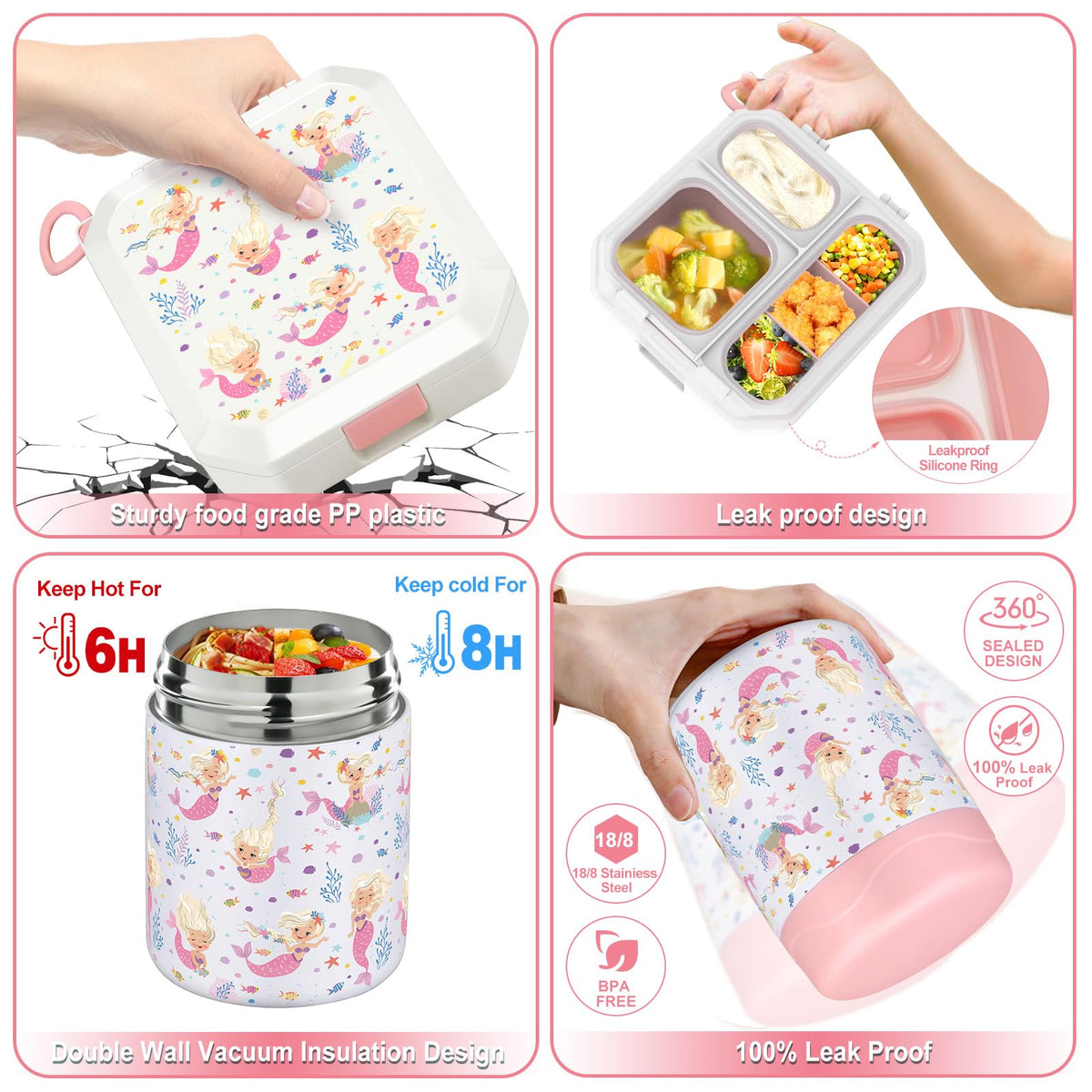 Bento Lunch Box for Kids with 12oz Soup Thermo Leak