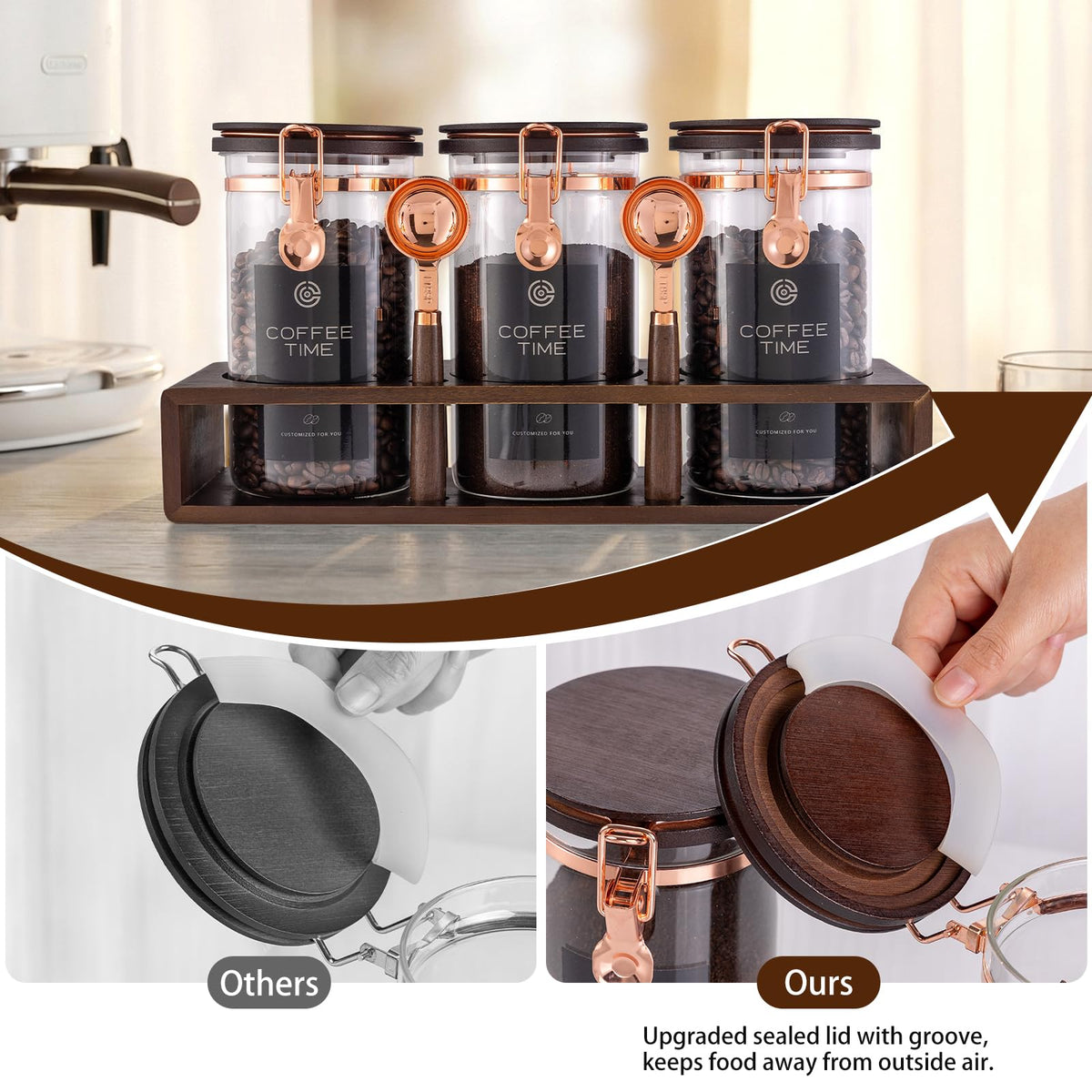 3 Piece Airtight Glass Coffee Canister Set (3 Count)