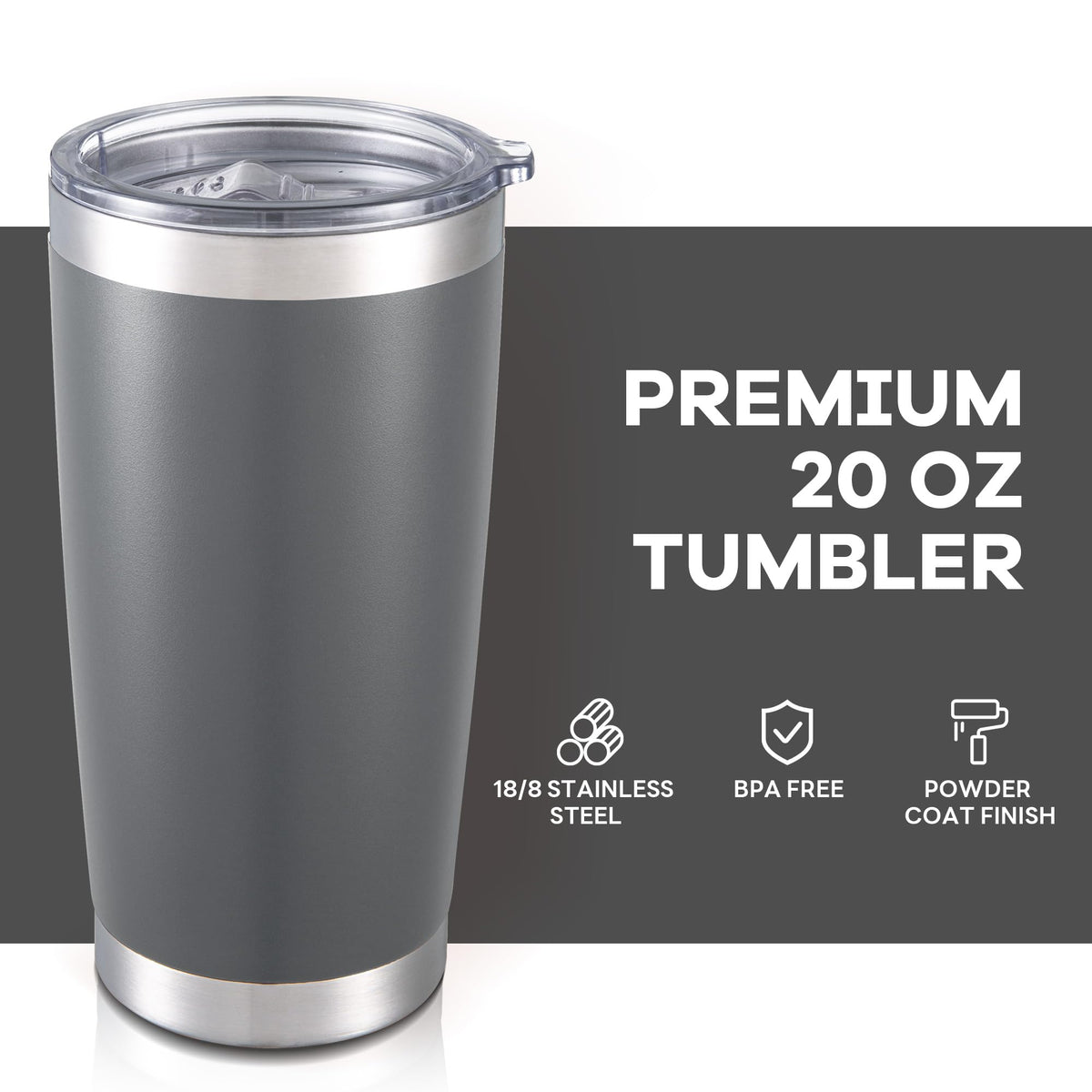 20 oz Tumbler with Lid Stainless Steel Insulated Tumblers Bulk Cups Mug (8 Count)