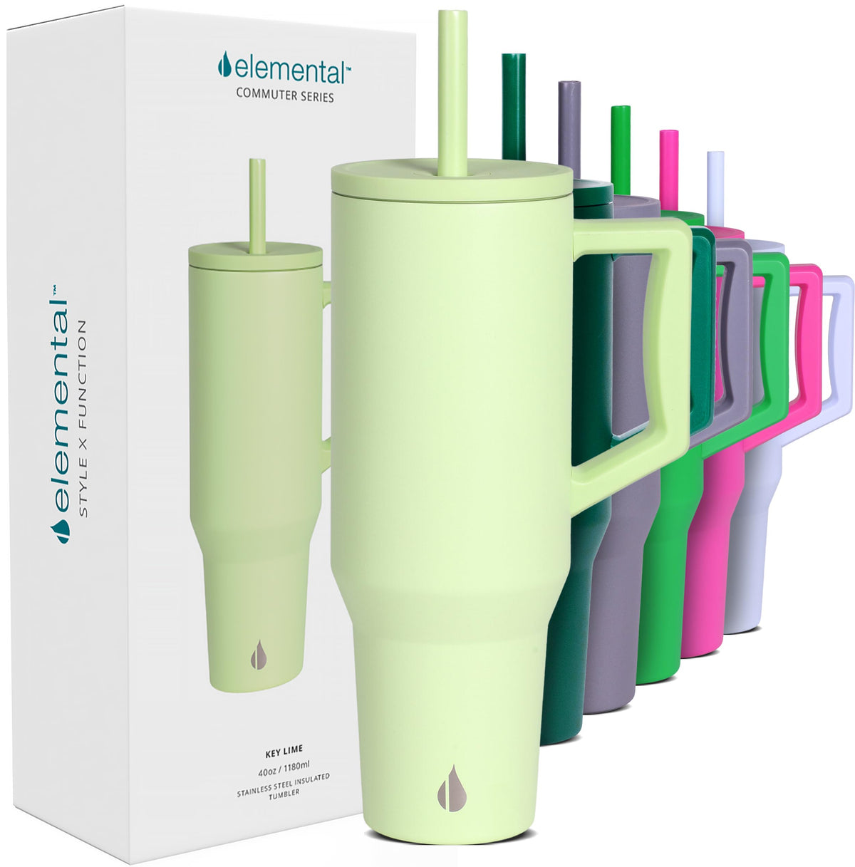 Spill Proof 40oz Insulated Tumbler with Handle & Straw Travel Mug