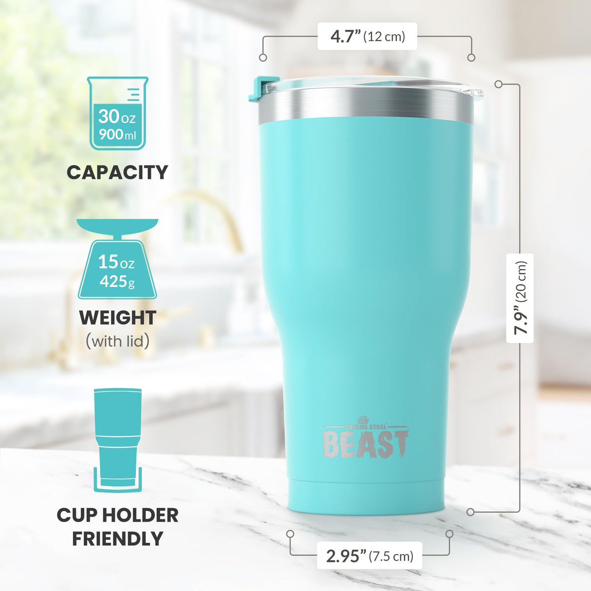 Beast 30 oz Tumbler Stainless Steel Vacuum Insulated Coffee Ice Cup Double Wall Travel Flask