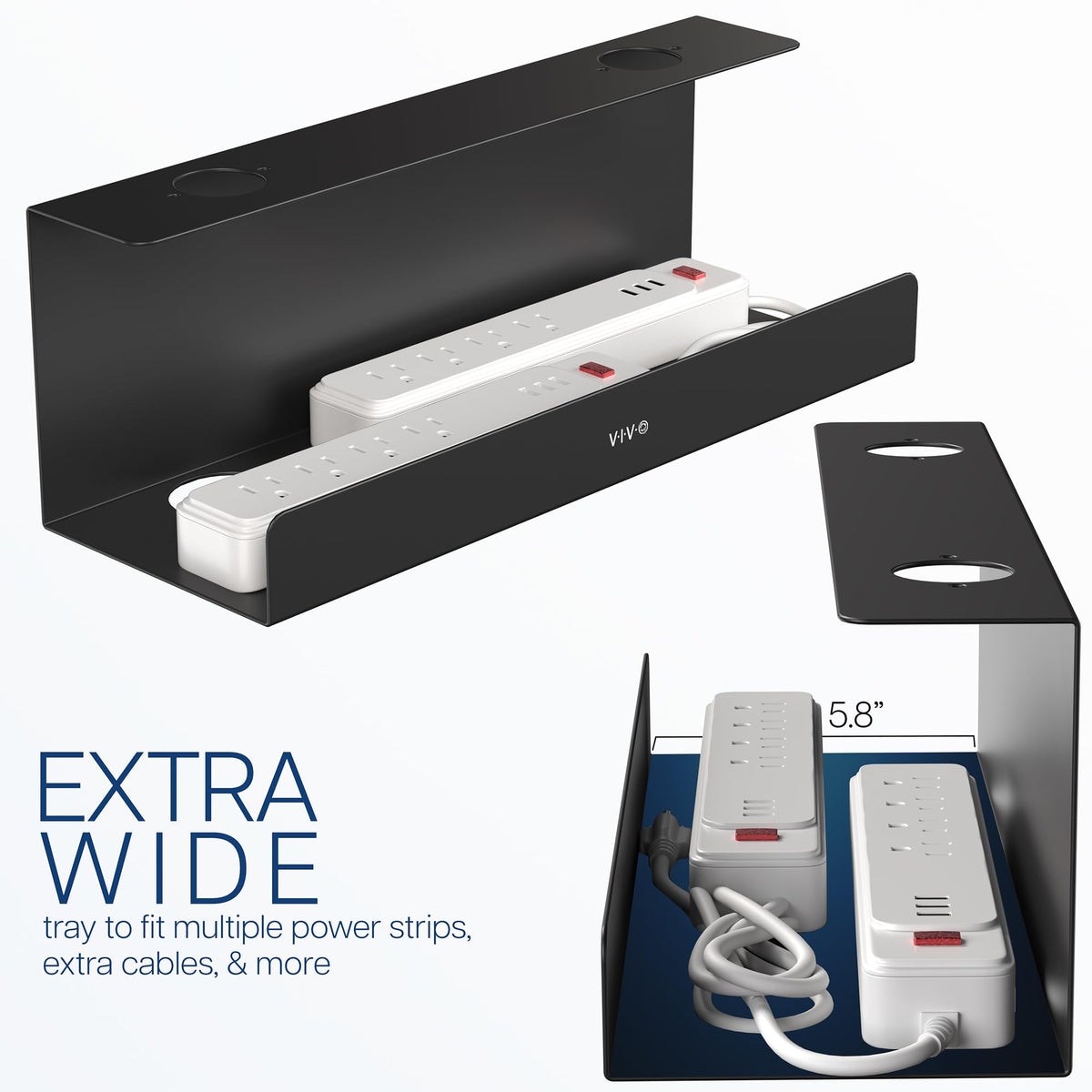 Black 17 inch Extra Deep Cable Management Tray