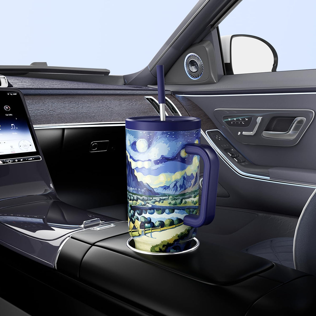 40 oz Tumbler with Handle and Straw