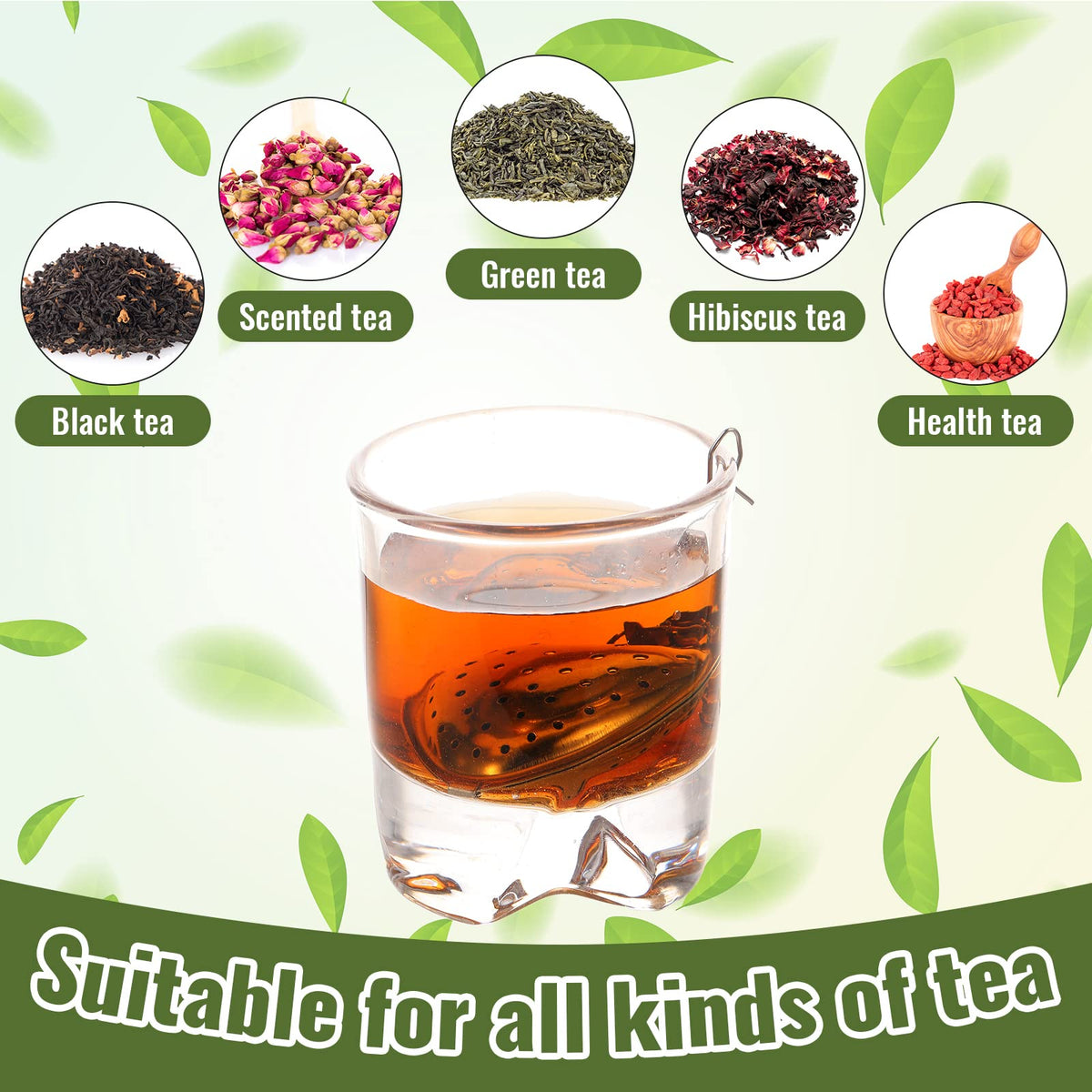 25 Pcs Heart Tea Strainer Stainless Steel Ball Infuser Loose Leaf Steeper Interval Diffuser Mesh Filters with Extended Chain Hook for Cup Bottle Tea Party Wedding Bridal Shower