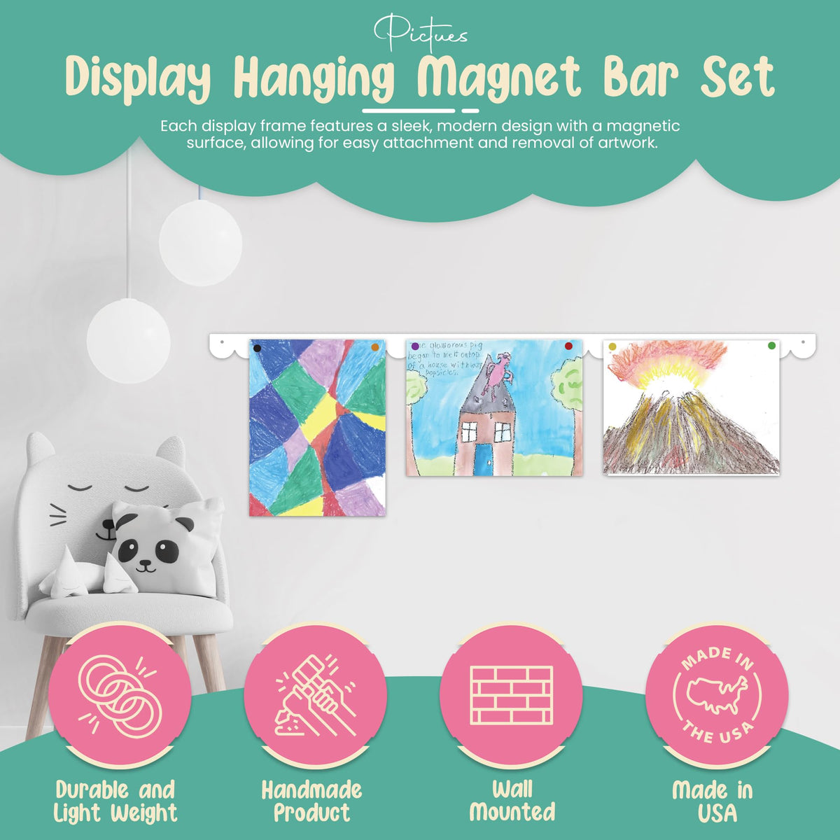 Scalloped Magnetic Art Display for Kids Artwork & Photos