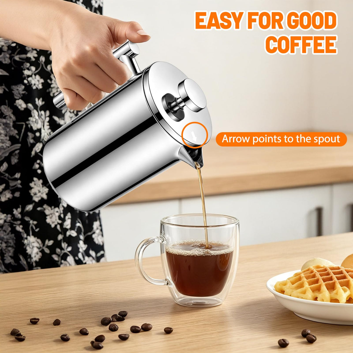304 Thickened Stainless Steel 350ml French Press 11.83oz Moka Pot