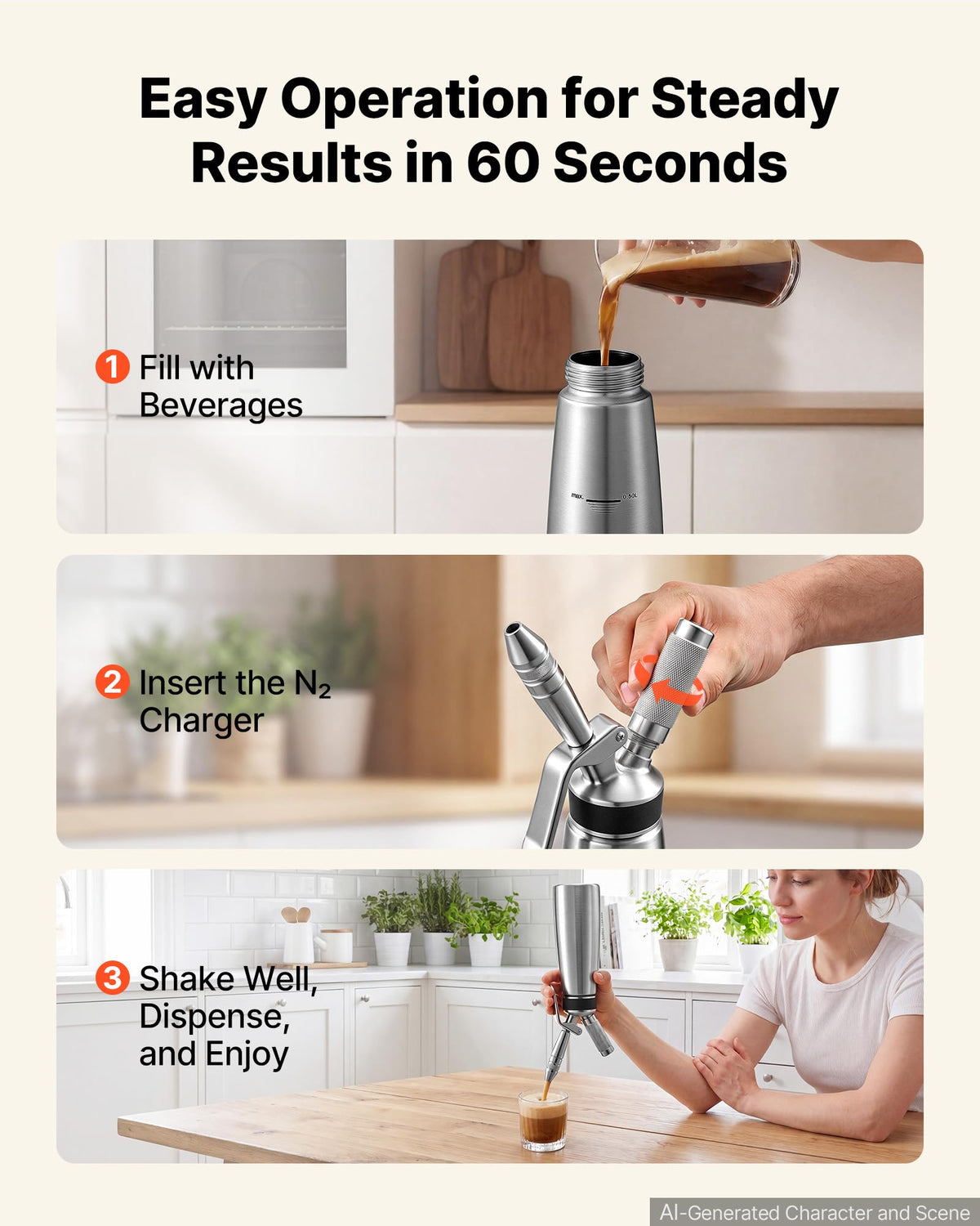 Nitro Cold Brew Coffee Maker 17 oz Nitrogen Dispenser System