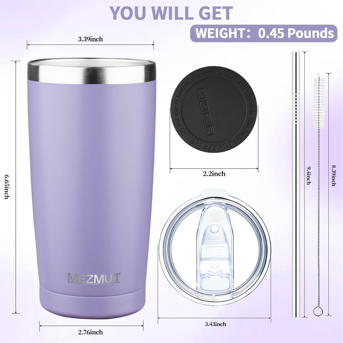 20oz Insulated Tumbler Cup Travel Coffee Mug with Lid (4 Count)