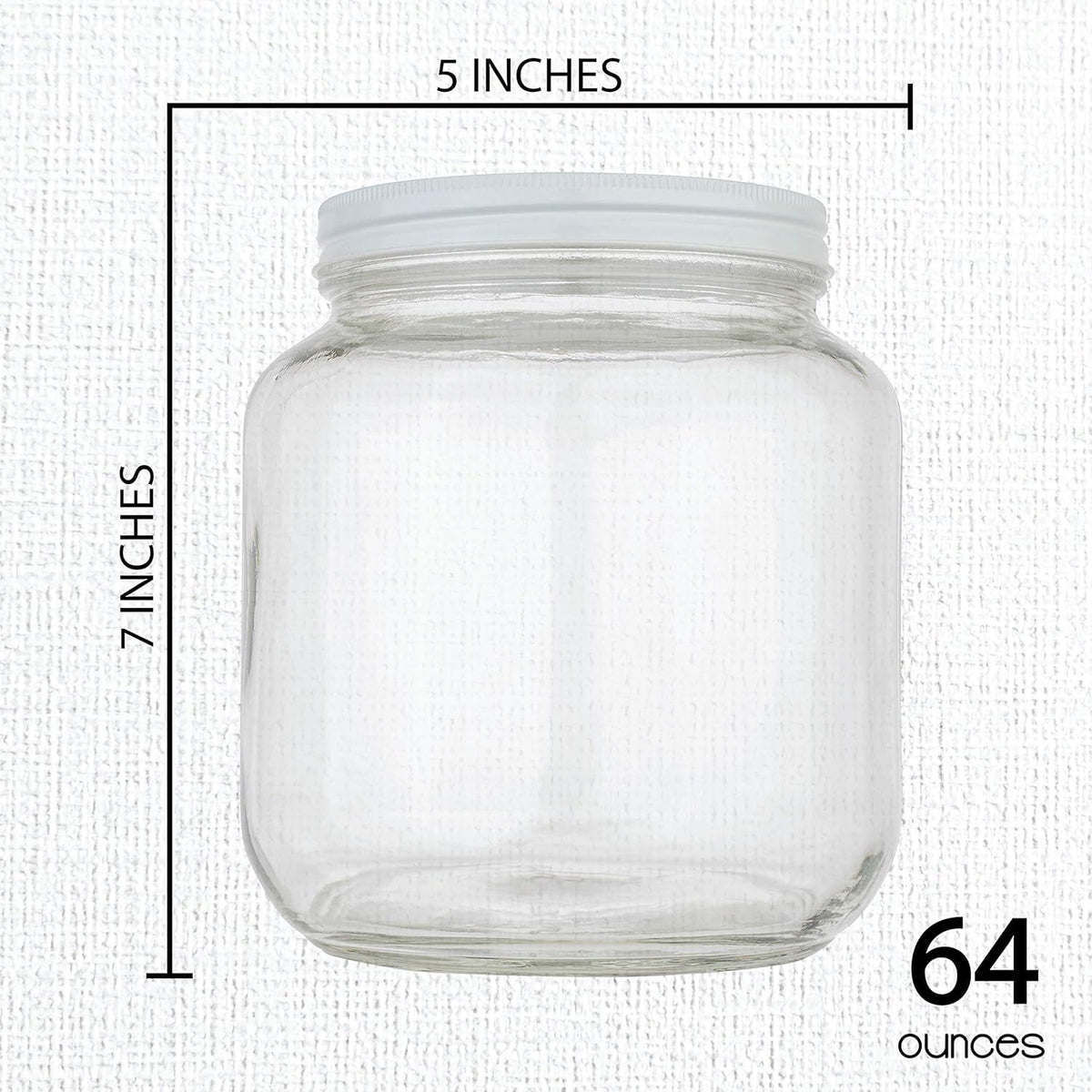 Half Gallon Mason Jar Wide Mouth with Airtight White Metal Lid