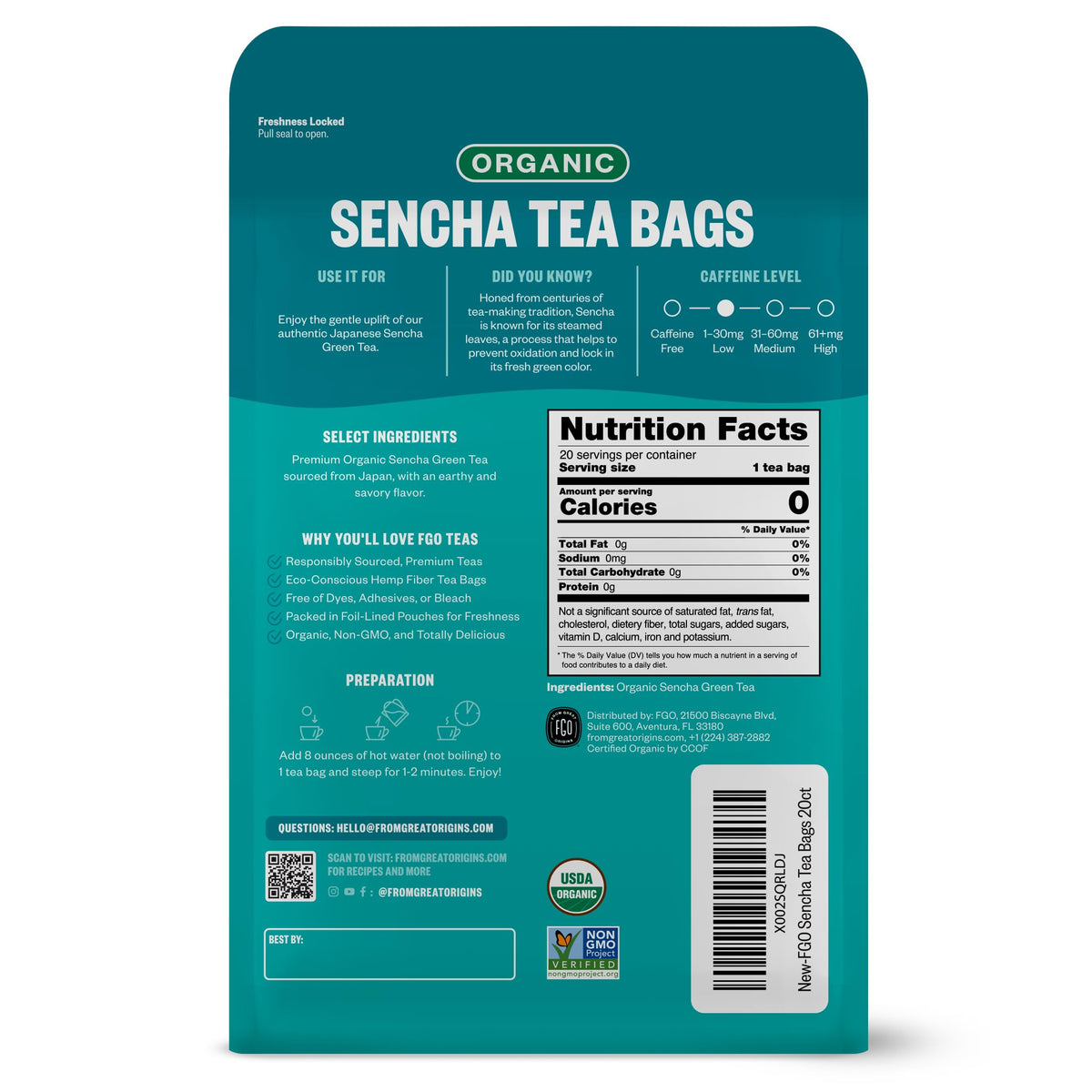 Organic Japanese Sencha Green Tea (20 Count)