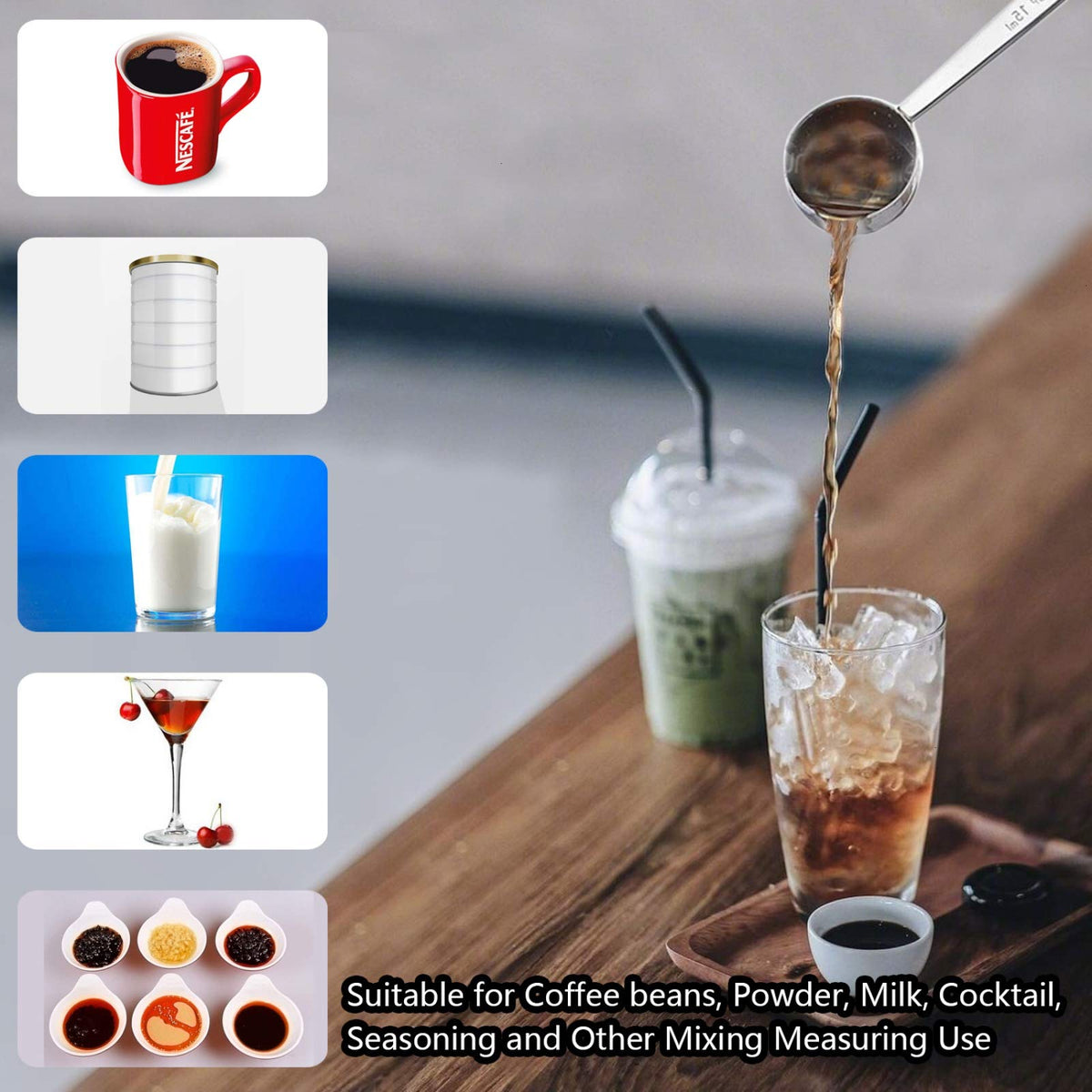 Coffee Measuring Scoop 1 Tablespoon long handle Stainless Steel spoon for Coffee