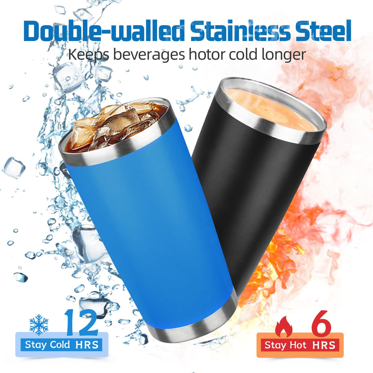 20 oz Tumbler with Lids and Straws (6 Count)