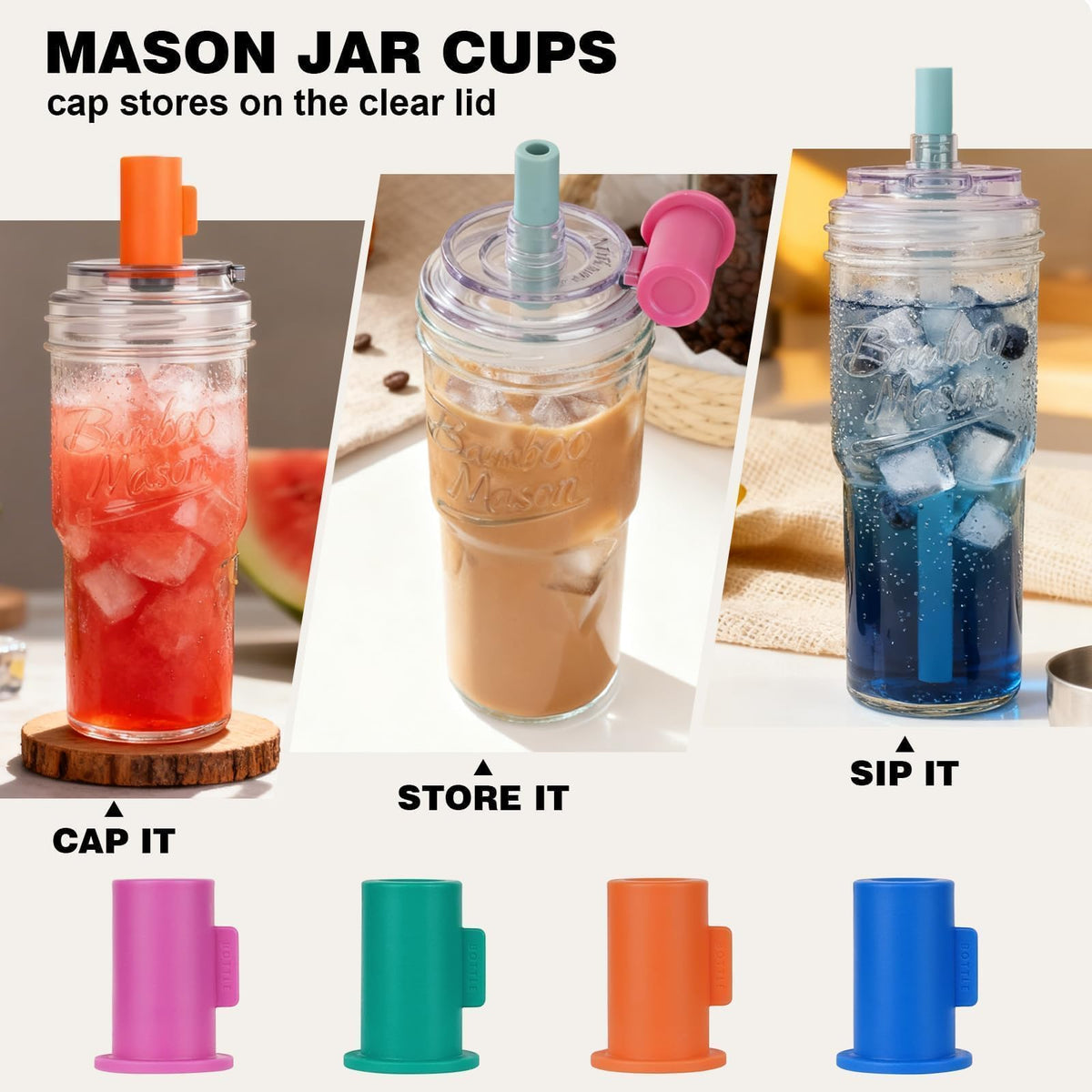 Glass Cups With Lids And Straws (2 Count)