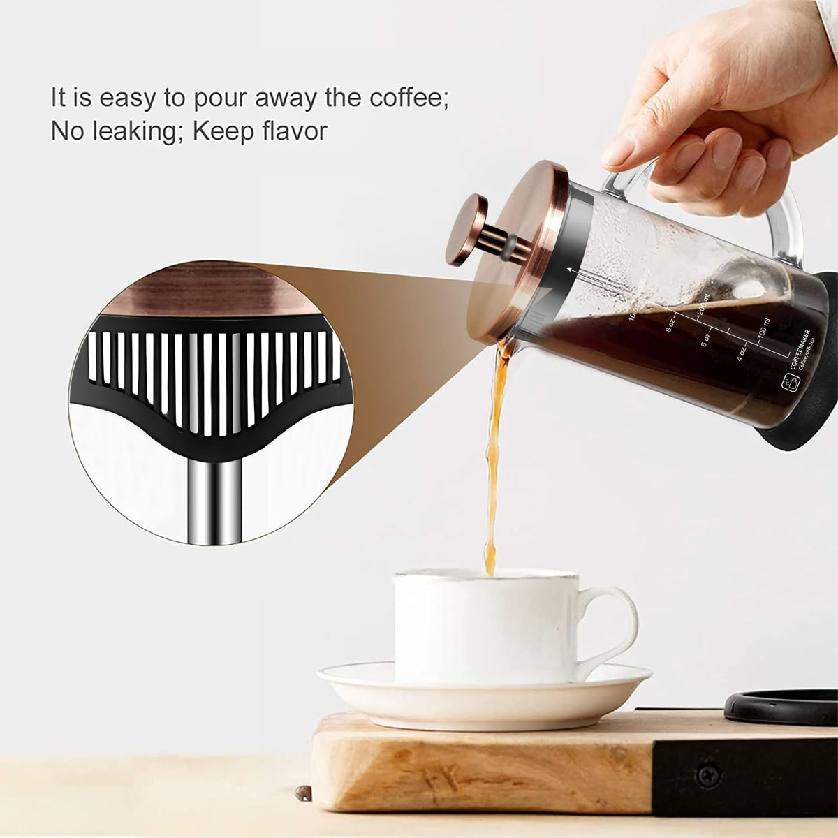 French Press Coffee Maker 12 Ounce Espresso Tea Coffee Maker with 4 Filters System
