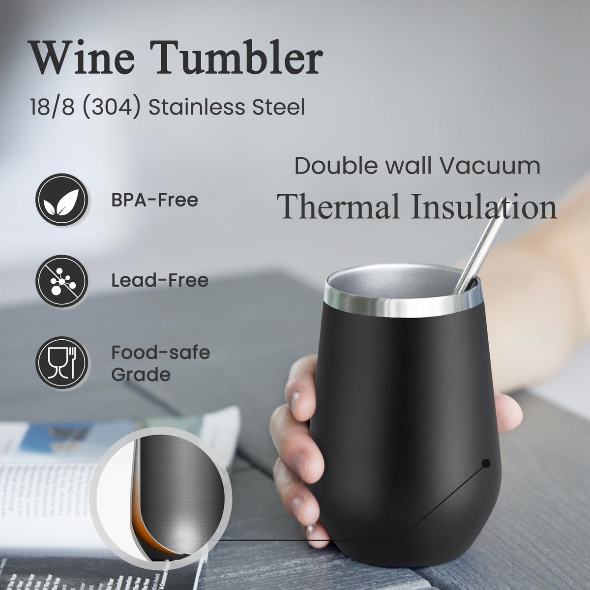 12oz 12 Pack Wine Tumbler Glasses with Lid
