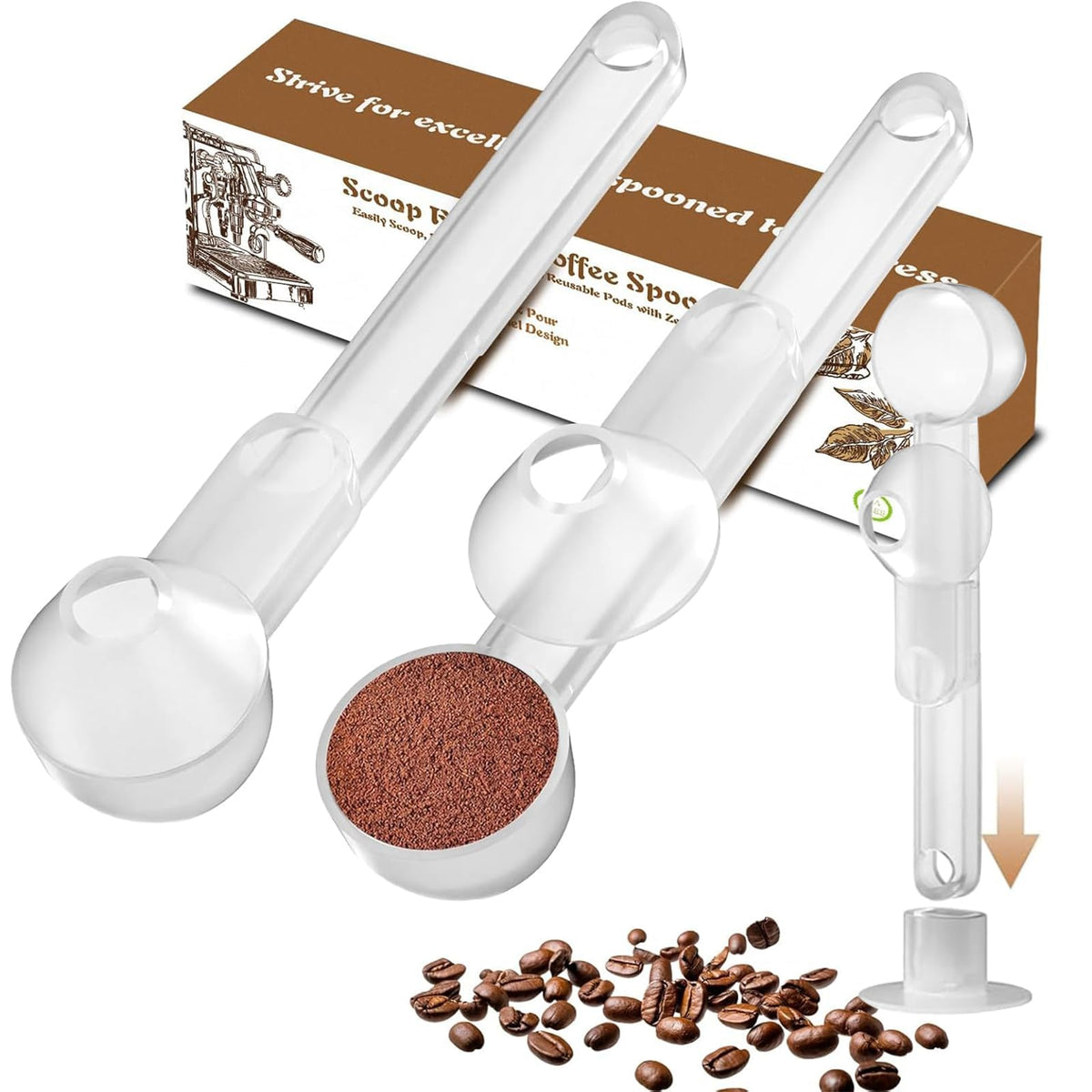 Coffee Scoop with Funnel for Ground Coffee (2 Count)