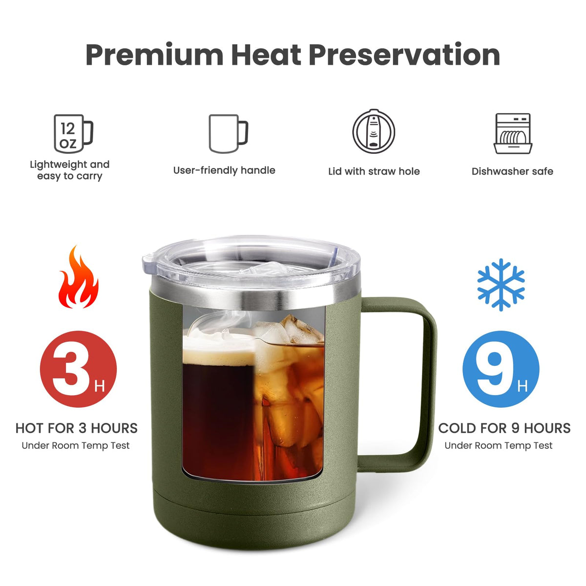 12oz Coffee Mug With Handle 4 Pack Bulk (4 Count)