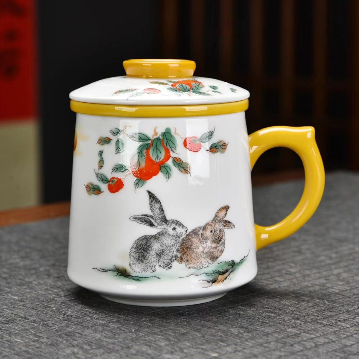 Ceramic Tea Mug with Infuser and Lid