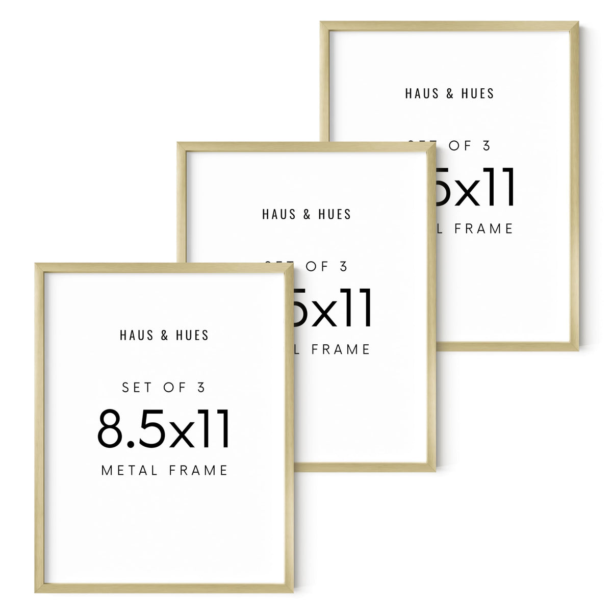 8.5x11 Gold Metal Picture Frames (3 Count)