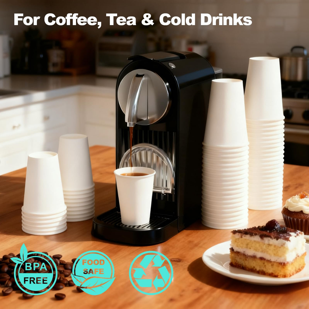 8 oz 50 Pack Disposable Coffee Cups (50 Count)