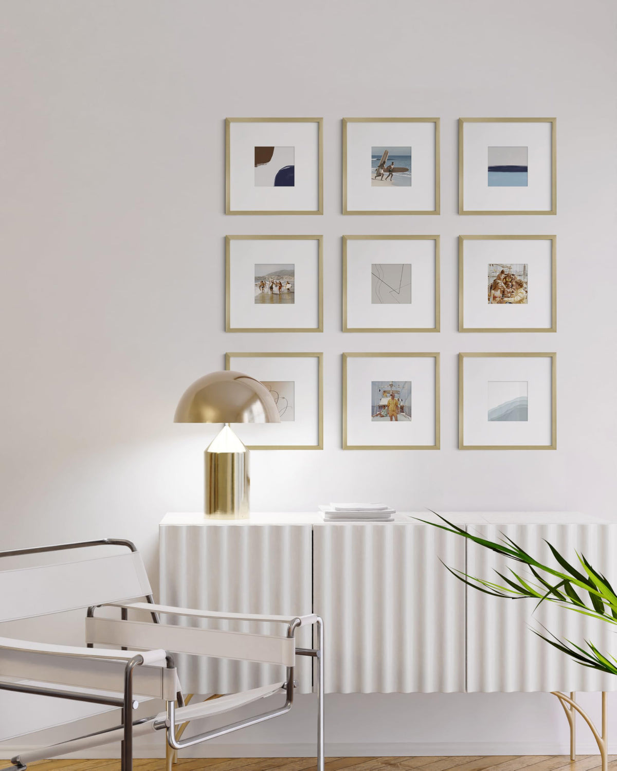 10x10 Gold Metal Picture Frames Matted to 5x5 (9 Count)
