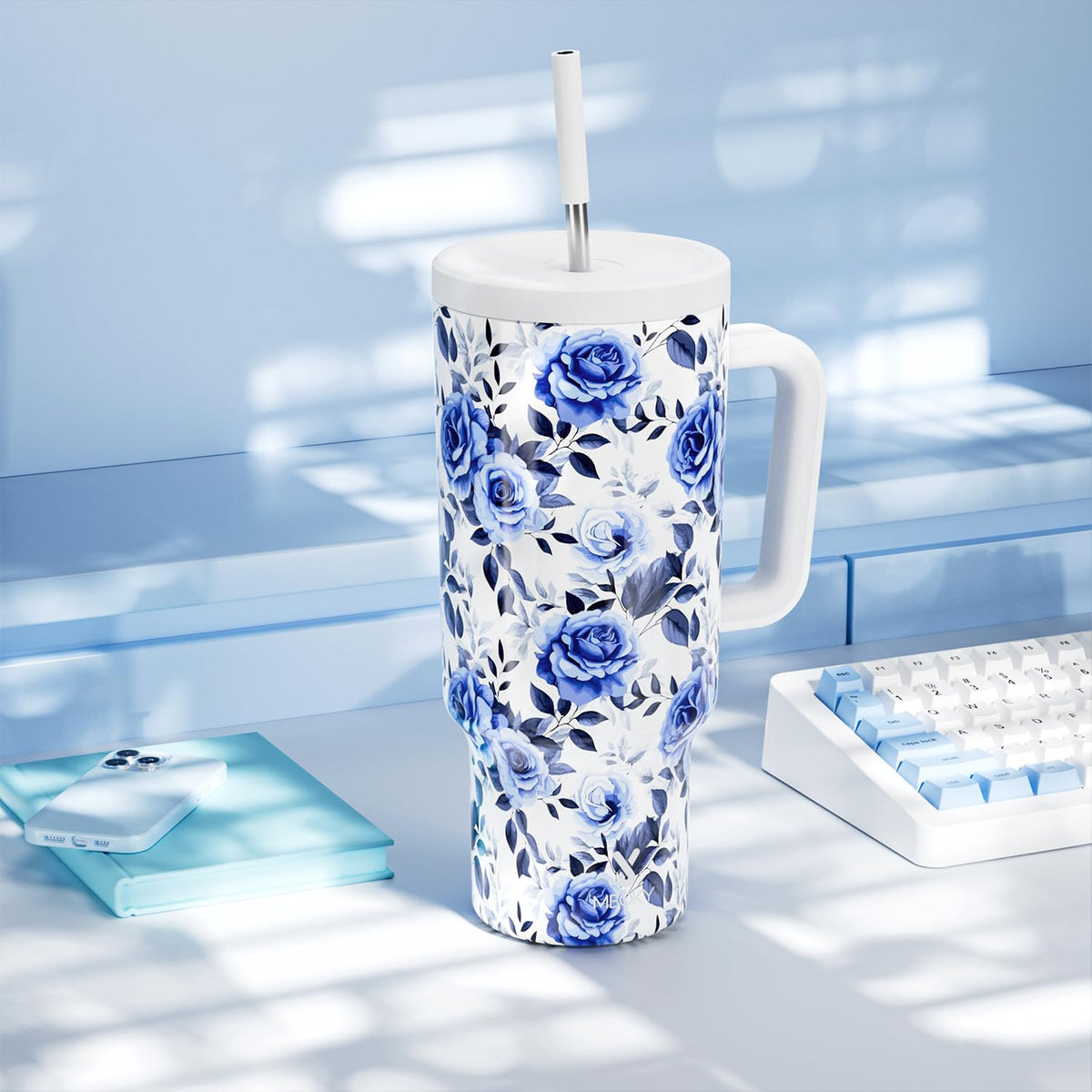 40 oz Tumbler with Handle and Straw