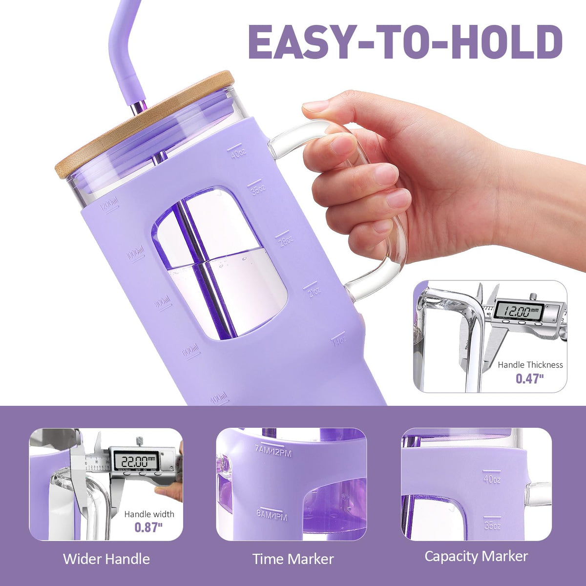 Glass Tumbler with Straw and Lid