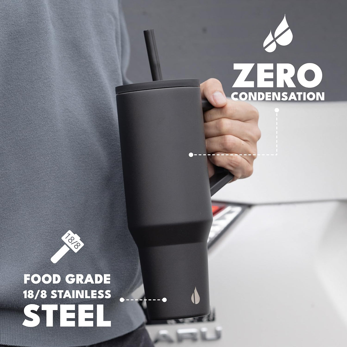 Spill Proof 40oz Insulated Tumbler with Handle & Straw Travel Mug