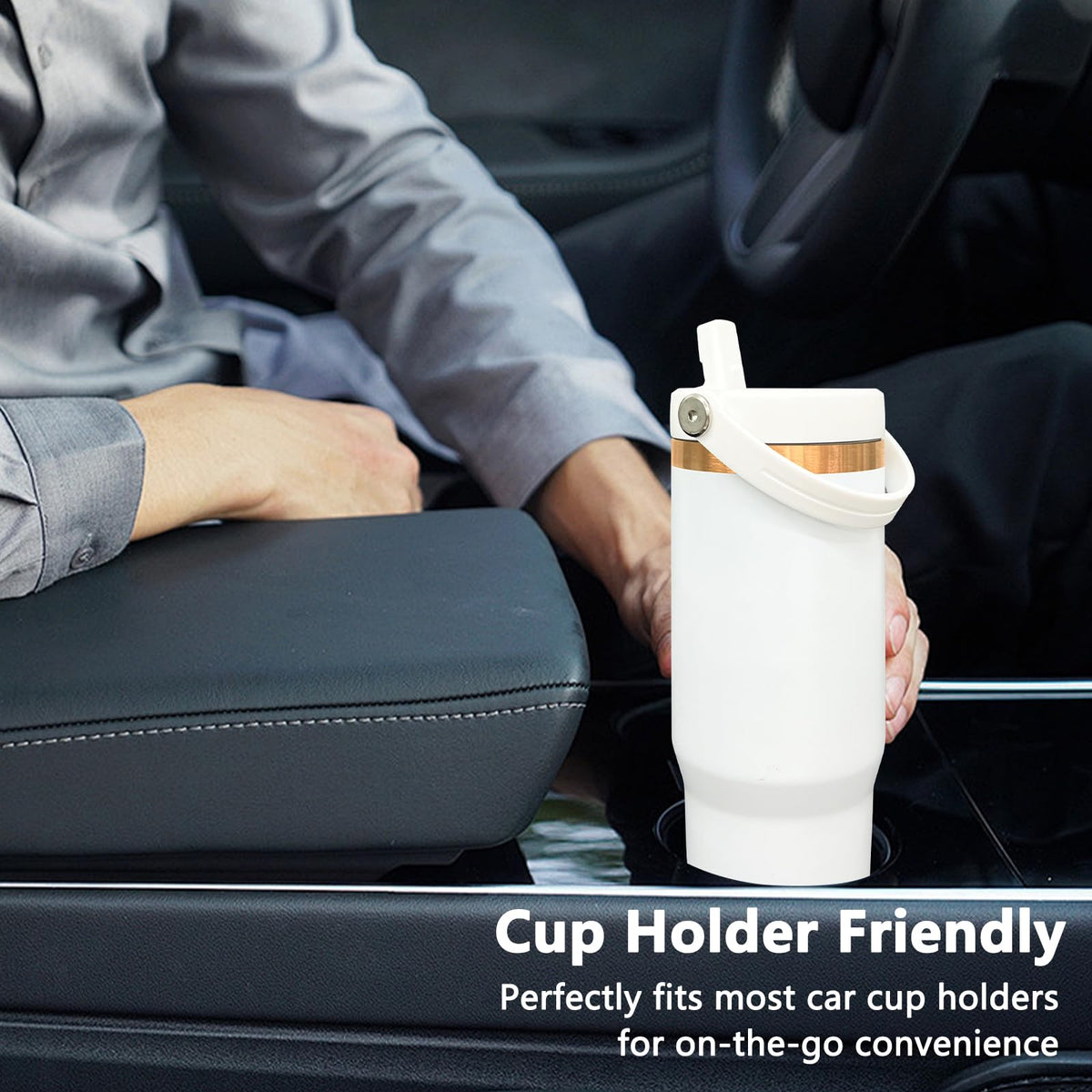 30 oz Tumbler Bulk with Top Handle and Flip Straw White