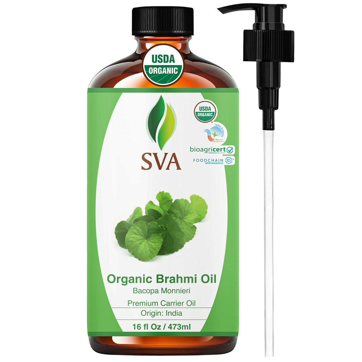 SVA Organic Brahmi Carrier Oil (16 Fl Oz)