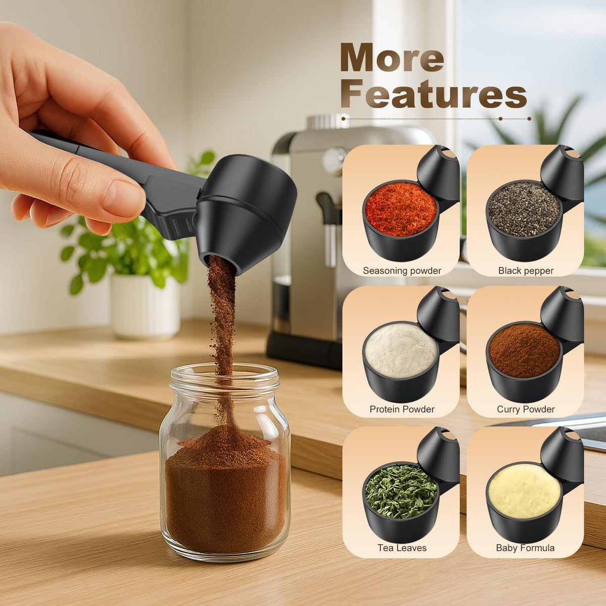 Coffee Scoop with Funnel for Ground Coffee & Protein Powder (2 Count)