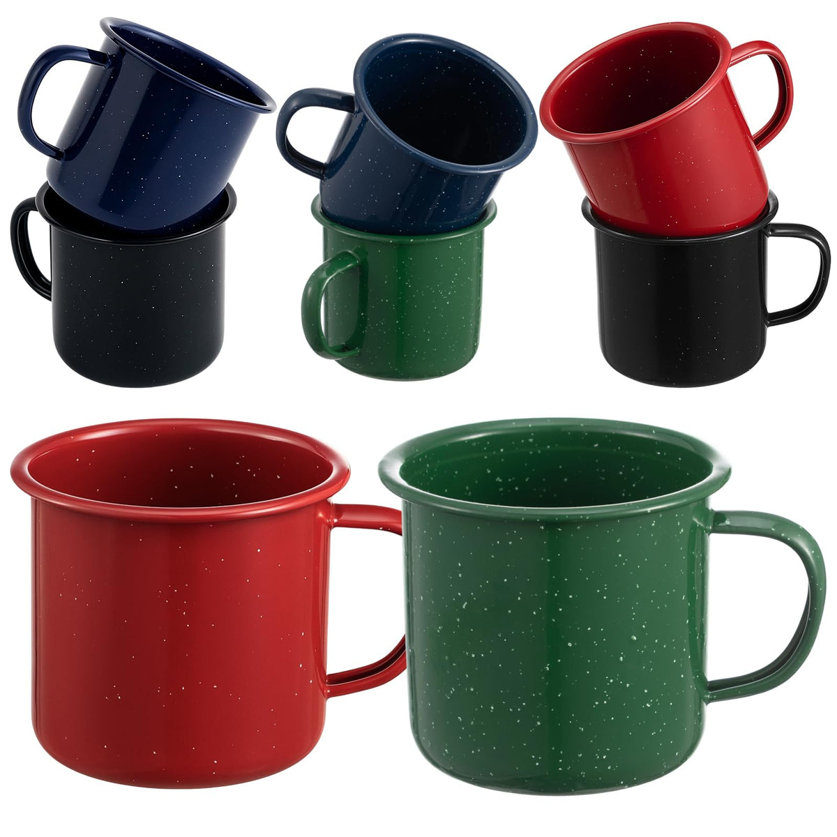 8 Pcs 12 oz Enamel Mugs Outdoor Camping Coffee Cups for Hot Cold Beverages Durable for Home (8 Count)