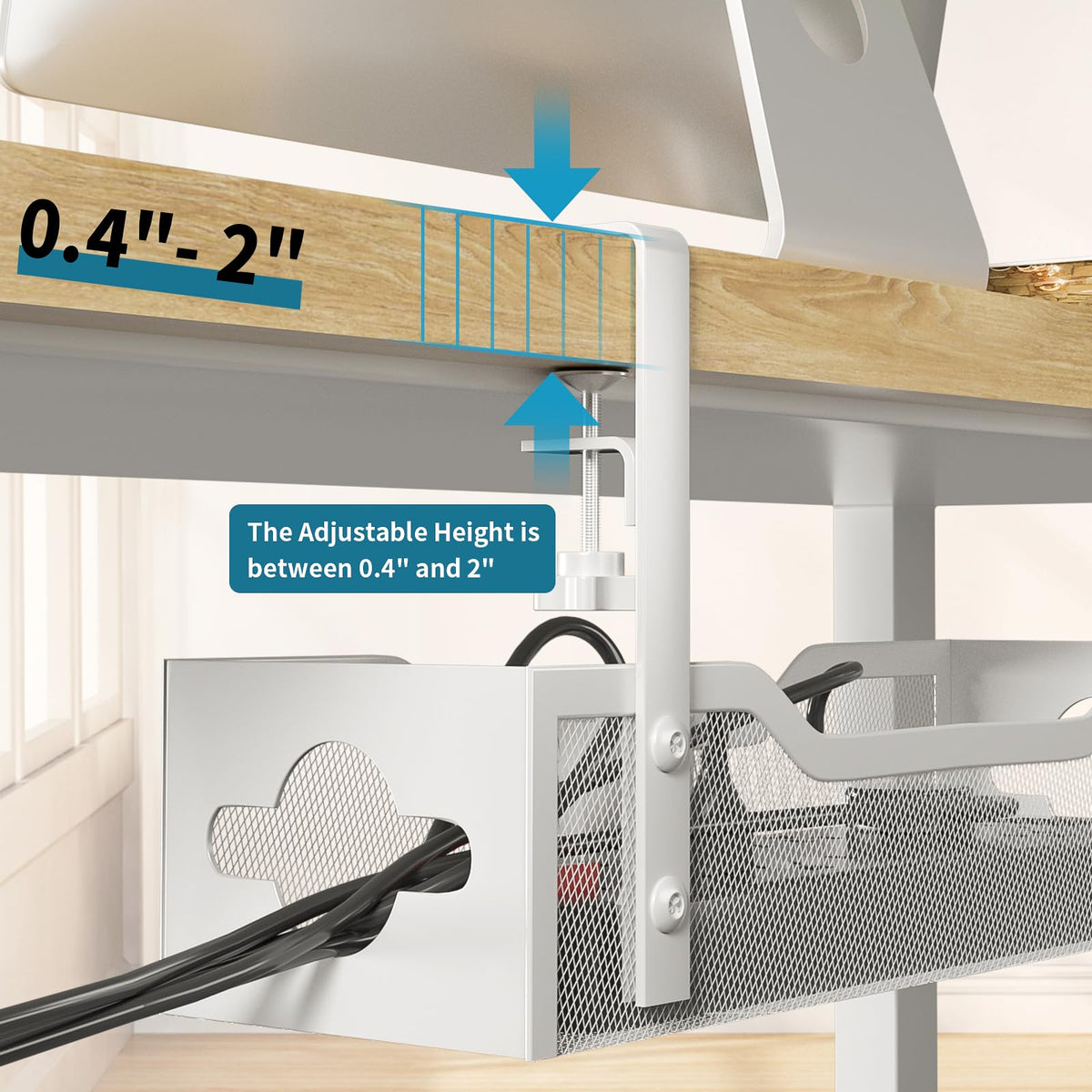 Under Desk Cable Management Tray White