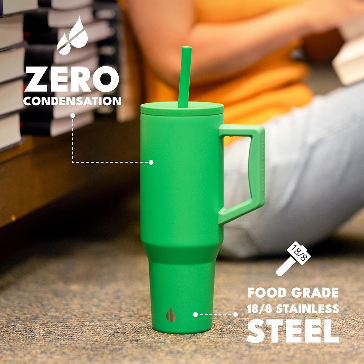 Spill Proof 40oz Insulated Tumbler with Handle & Straw Travel Mug