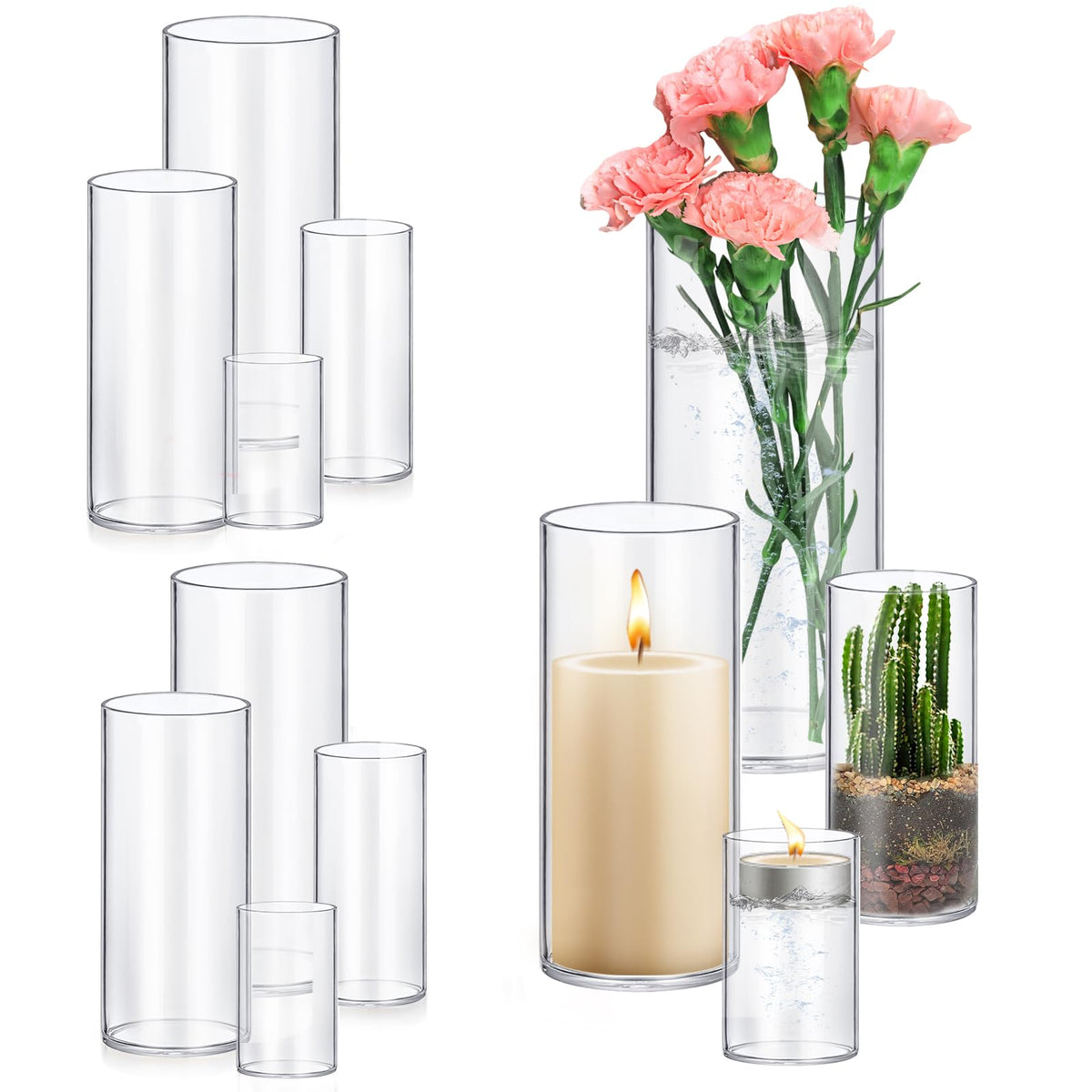 8 Pack Glass Cylinder Vases 4 (8 Count)
