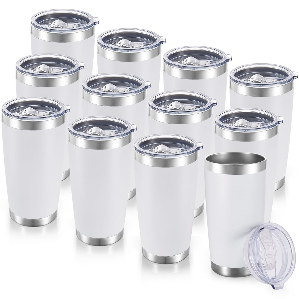 20 oz Tumblers Bulk Stainless Steel Tumbler with Lid (12 Count)