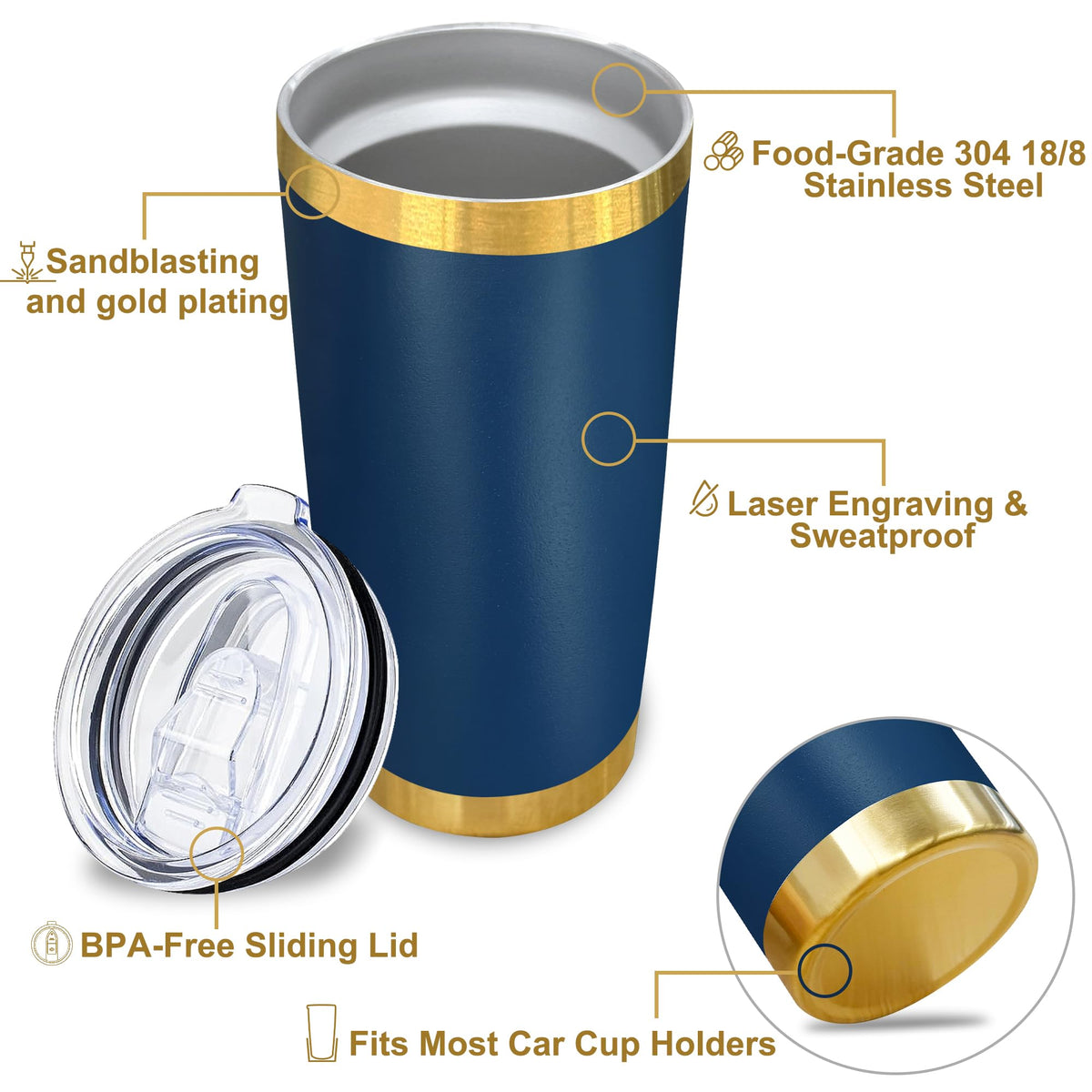 20 oz Insulated Tumblers Bulk with Lid Stainless Steel Tumbler (12 Count)