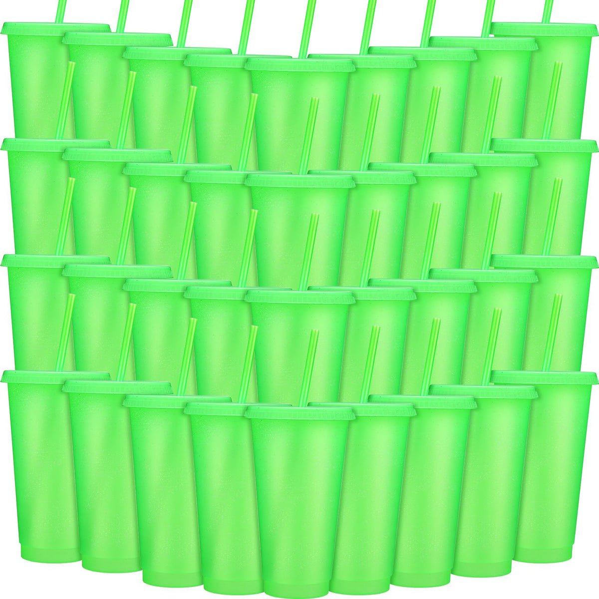 60 Pack Tumbler with Straw and Lid Bulk Cups for Gifts Glitter Plastic Coffee Cups 24 (60 Count)