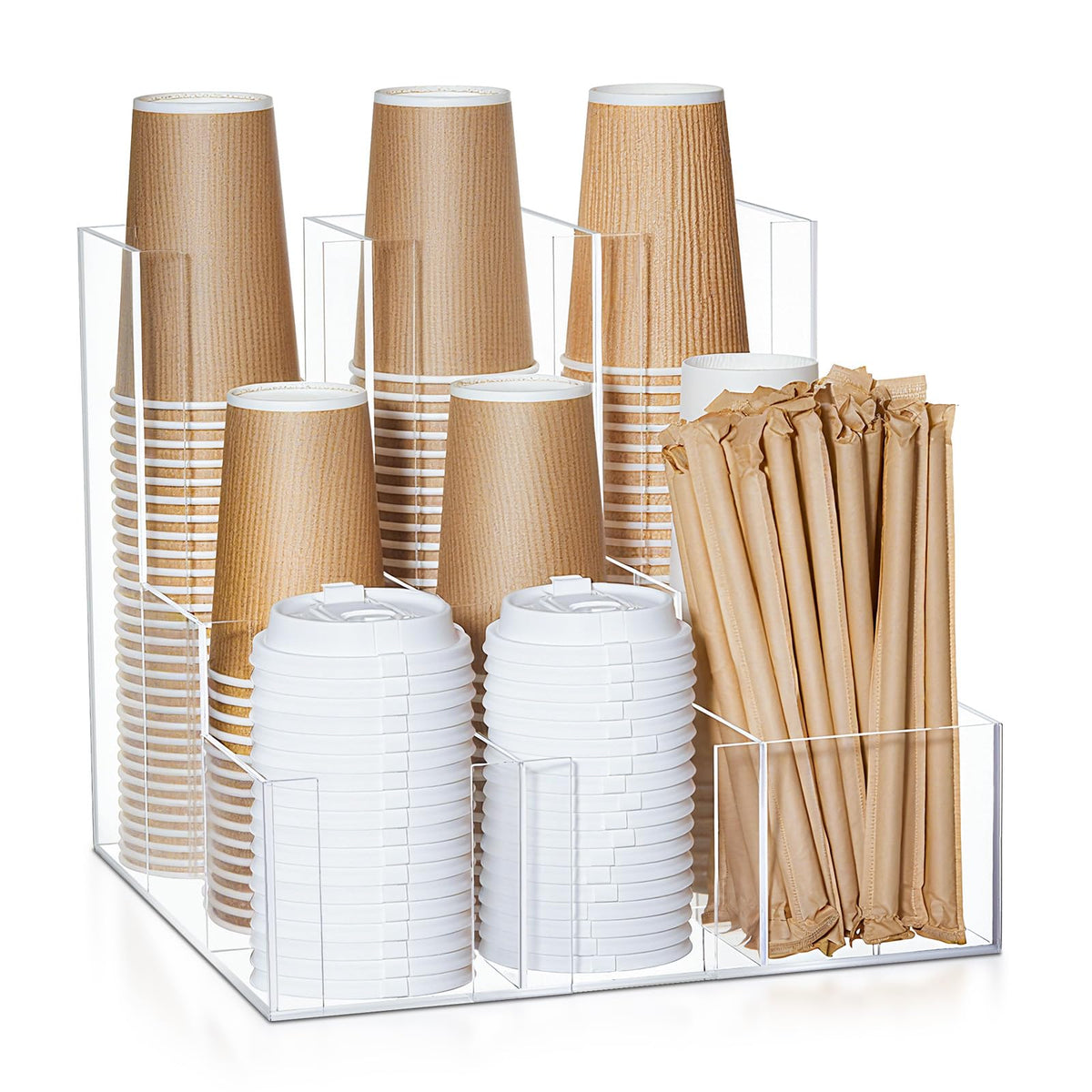 Acrylic Vertical Coffee Cup and Lid Dispenser