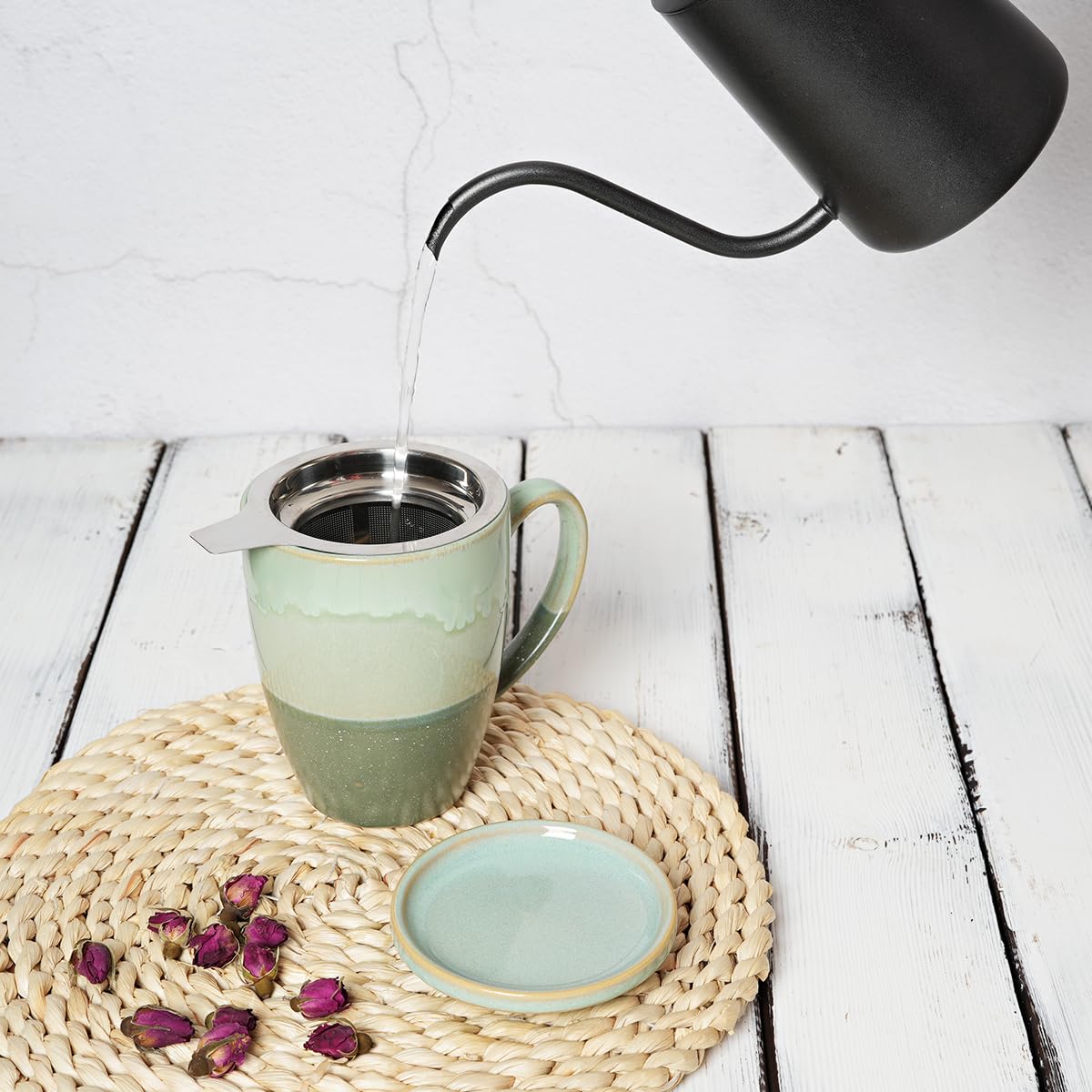 Ceramic Tea Cup with Infuser and Lid